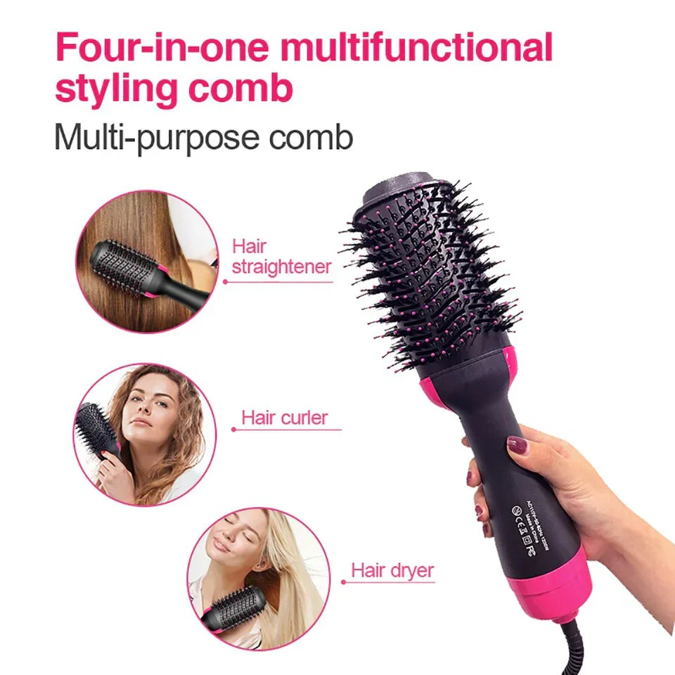[FREE HOME DELIVERY] 4-in-1 Electric Blow Hair Curler Dryer and Styler Comb Air Brush Straightener