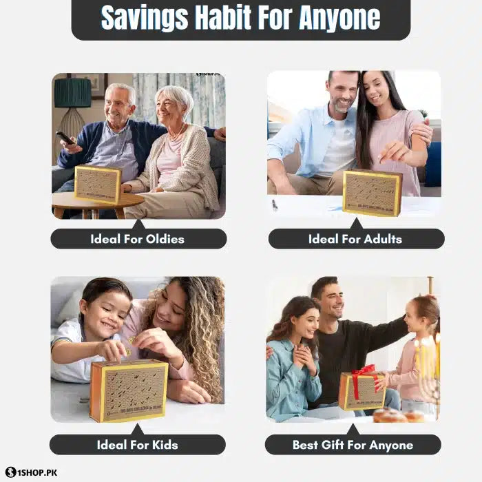 All in 1 – Reusable Wooden Money Saving Box (Openable)