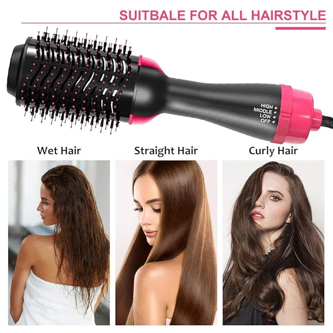 [FREE HOME DELIVERY] 4-in-1 Electric Blow Hair Curler Dryer and Styler Comb Air Brush Straightener