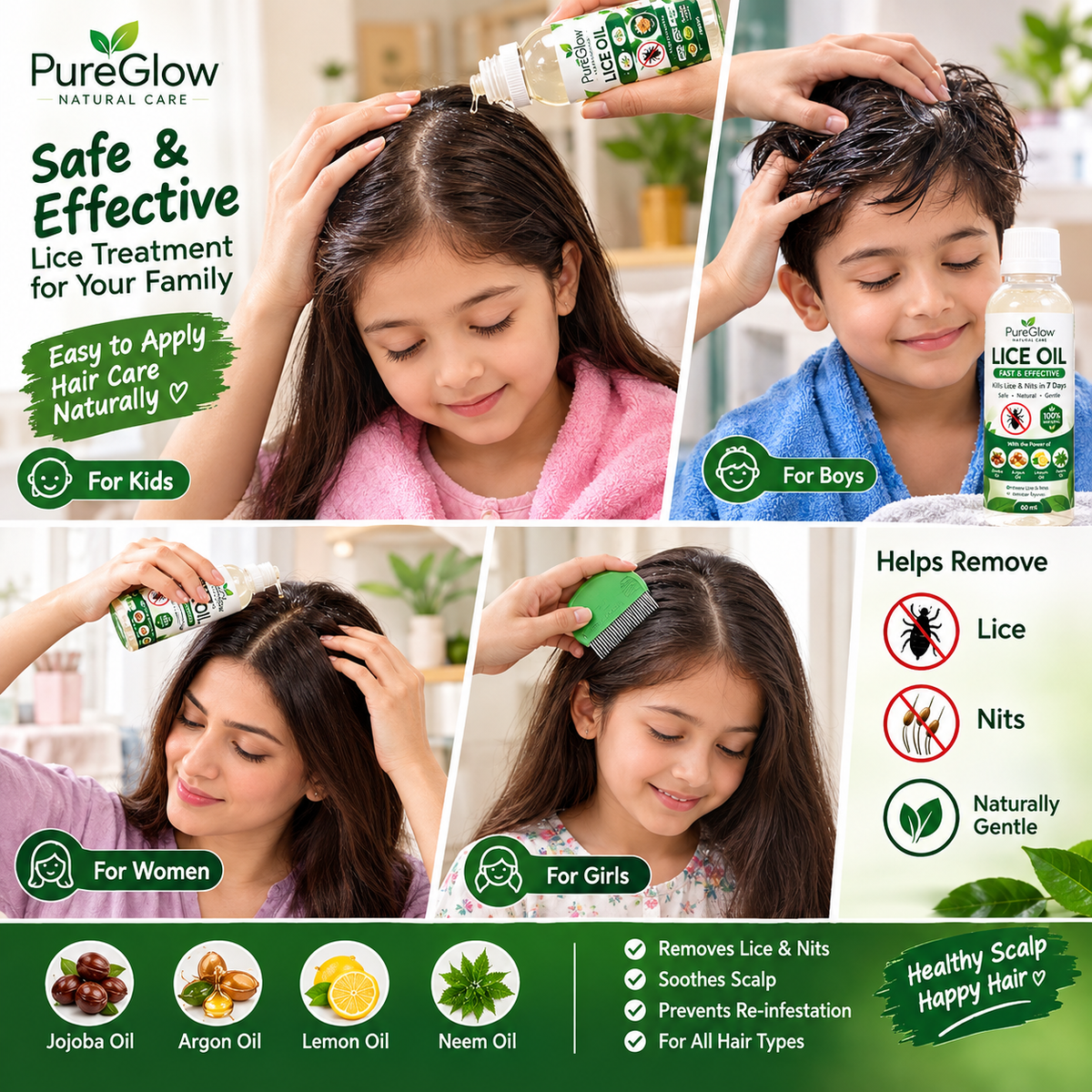 Lice Away Oil – Natural Lice & Nit Care Oil for Kids & Adults | 60ml