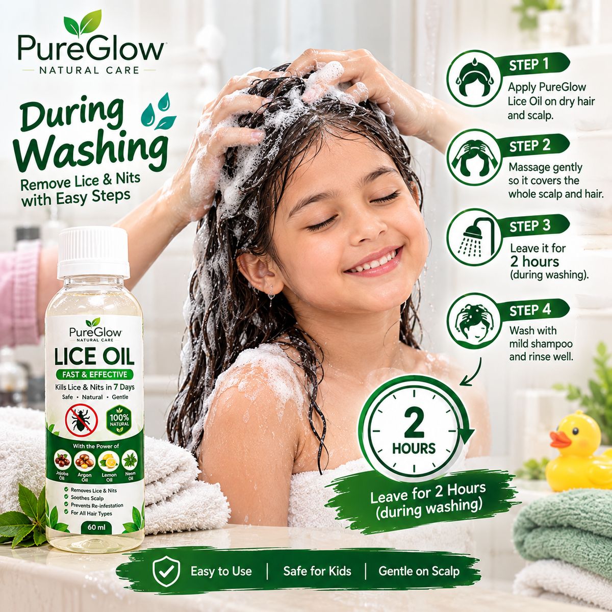 Lice Away Oil – Natural Lice & Nit Care Oil for Kids & Adults | 60ml