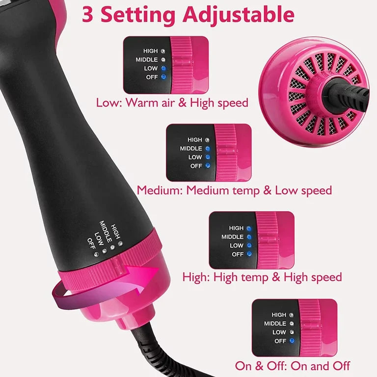 [FREE HOME DELIVERY] 4-in-1 Electric Blow Hair Curler Dryer and Styler Comb Air Brush Straightener